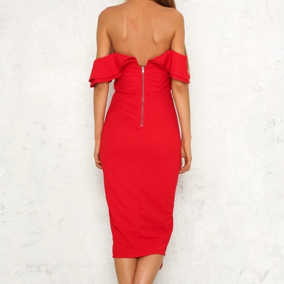 Hello Molly red midi dress with ruffle - Picture 2 of 7